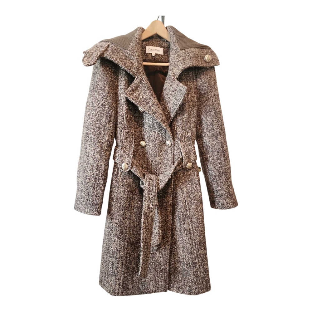Calvin Klein Brown Trench Coat with Belted Waist
